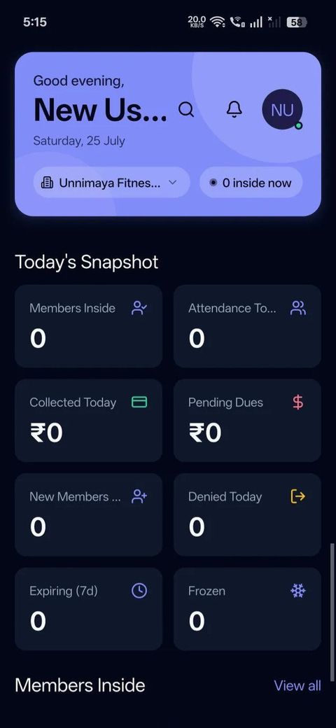 Barbell OS dashboard